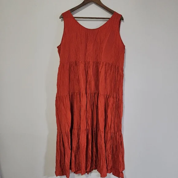 Eileen Fisher Crushed Silk Tiered Dress XL - Picture 2 of 9